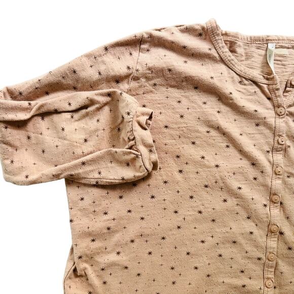 Rylee + Cru Dress Babydoll Tan Star Motif Size Small Casual Maternity Cotton - Picture 2 of 9